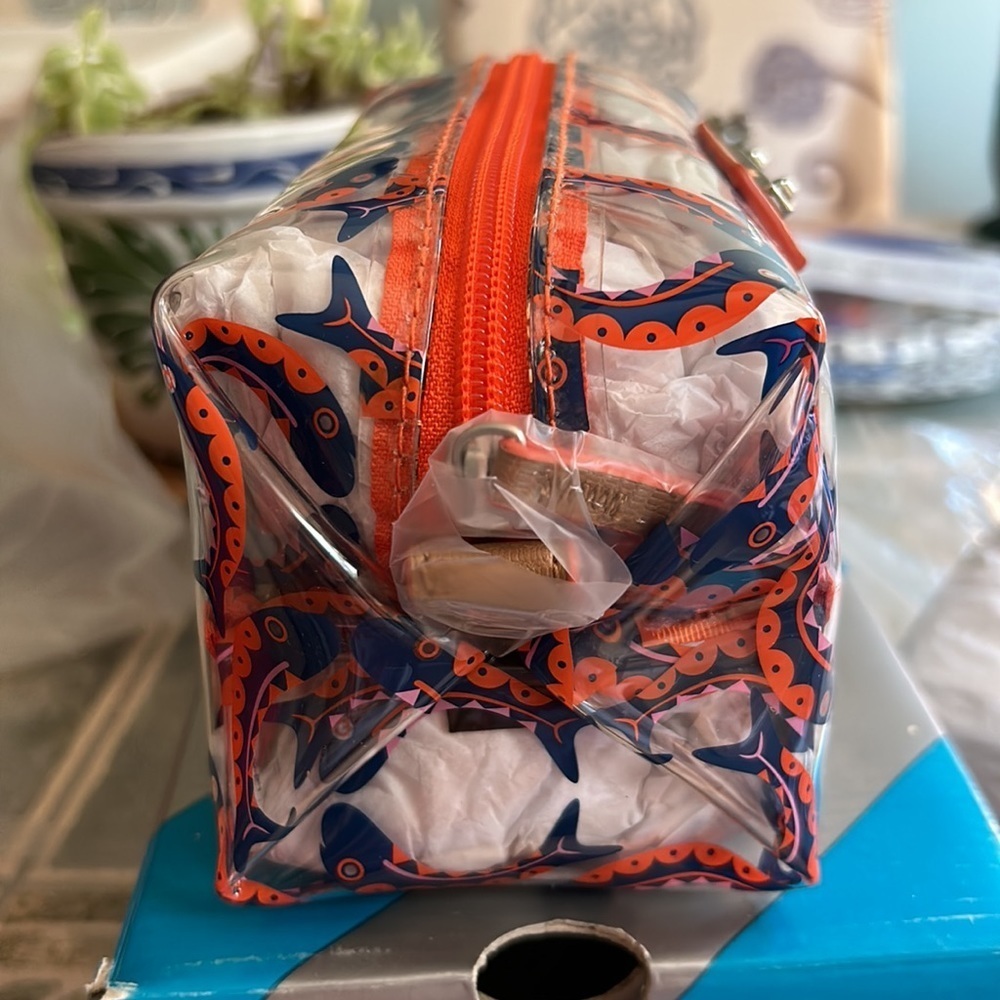 Navy Blue and Orange Stella and Dot makeup bag - Picture 3 of 3